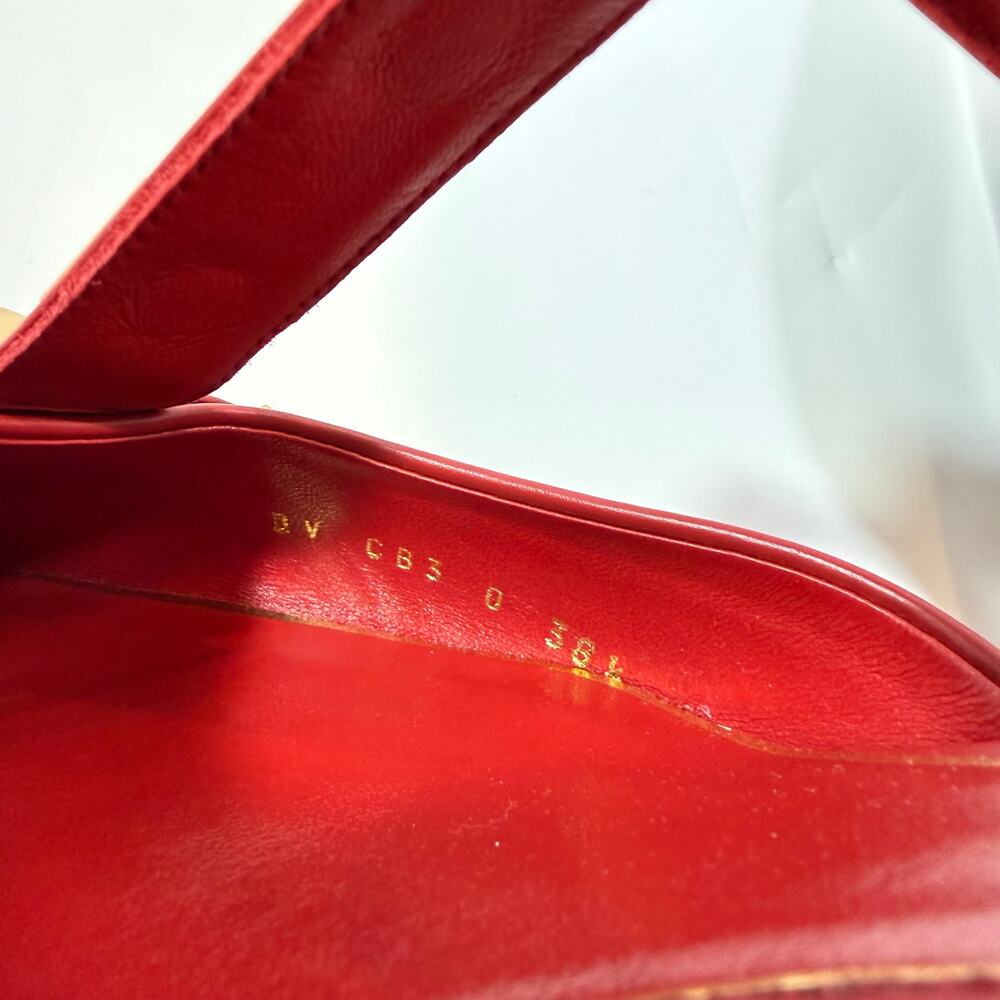 Valentino Garavani Roman Stud Red Pointed Toe Kitten Heel Cage Sandal 8.5 NIB - Picture 5 of 9